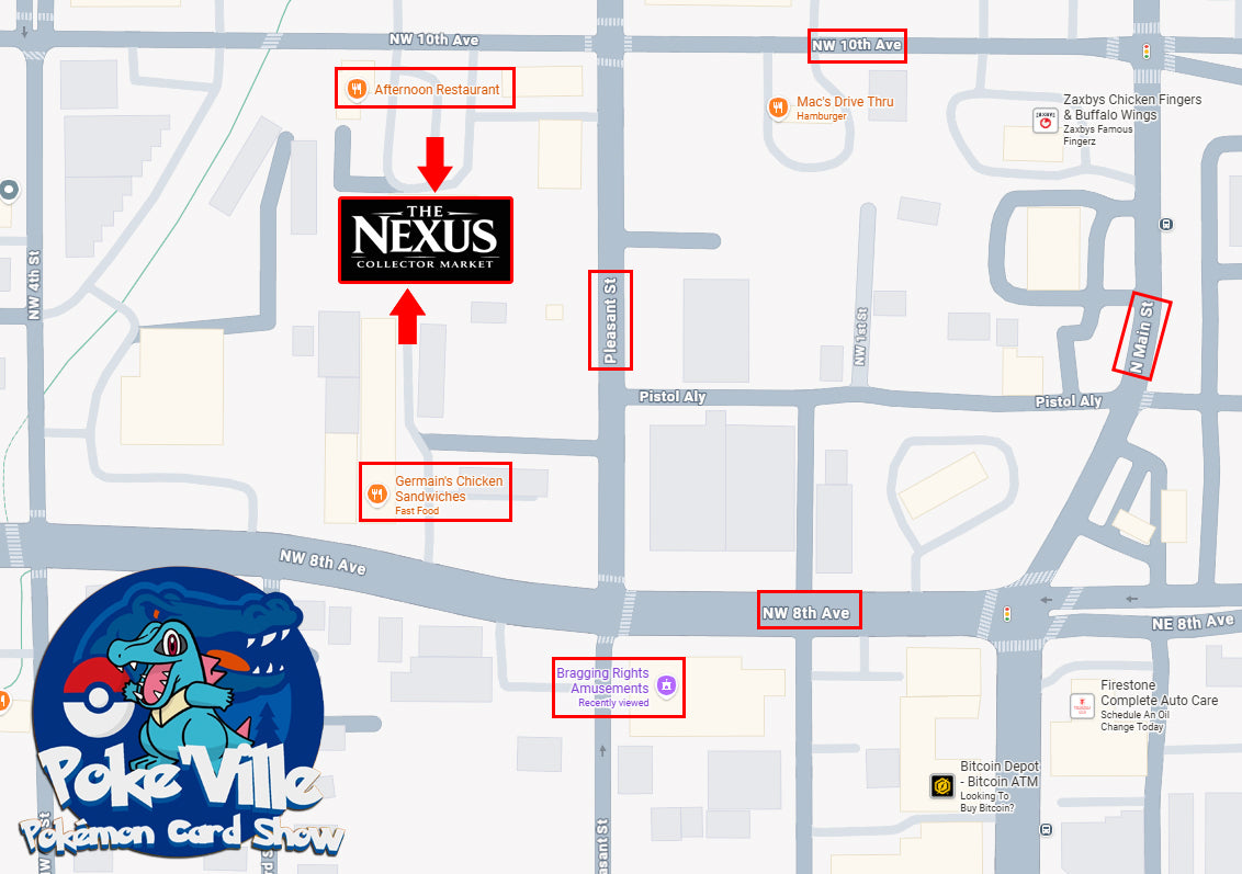 Area map showing The Nexus near Afternoon Restaurant and Germain’s Chicken